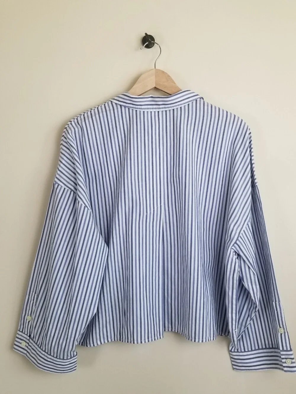 Everlane The Woven Striped Button Down Cropped Cotton PJ Top XL NWT